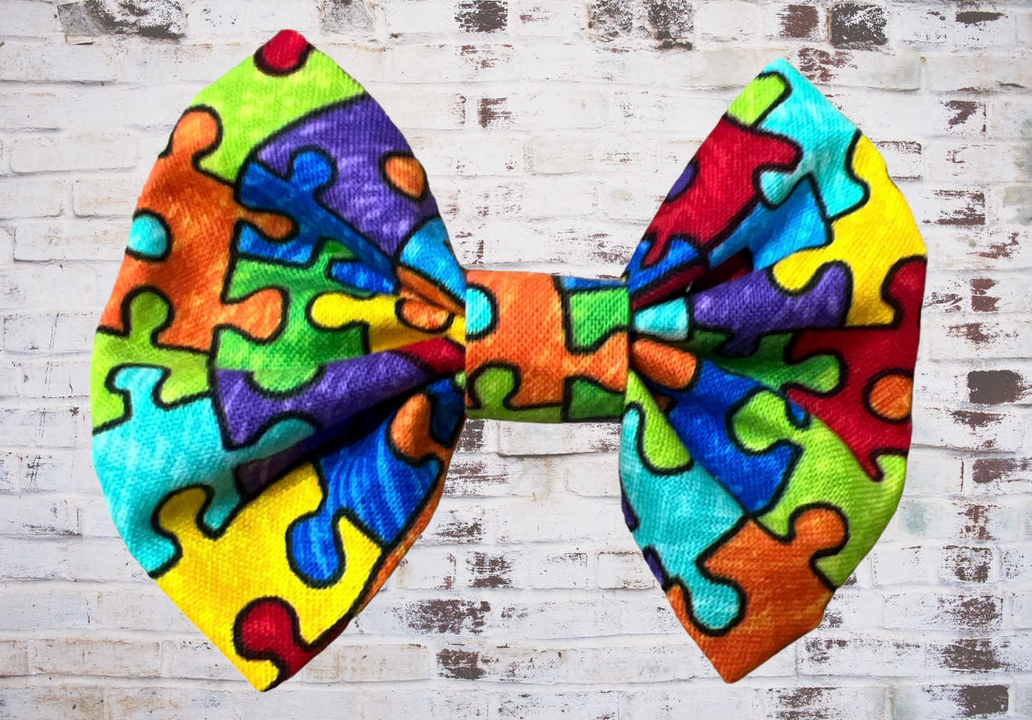 Hair Bow, 4" Autism Puzzle Hair Bow