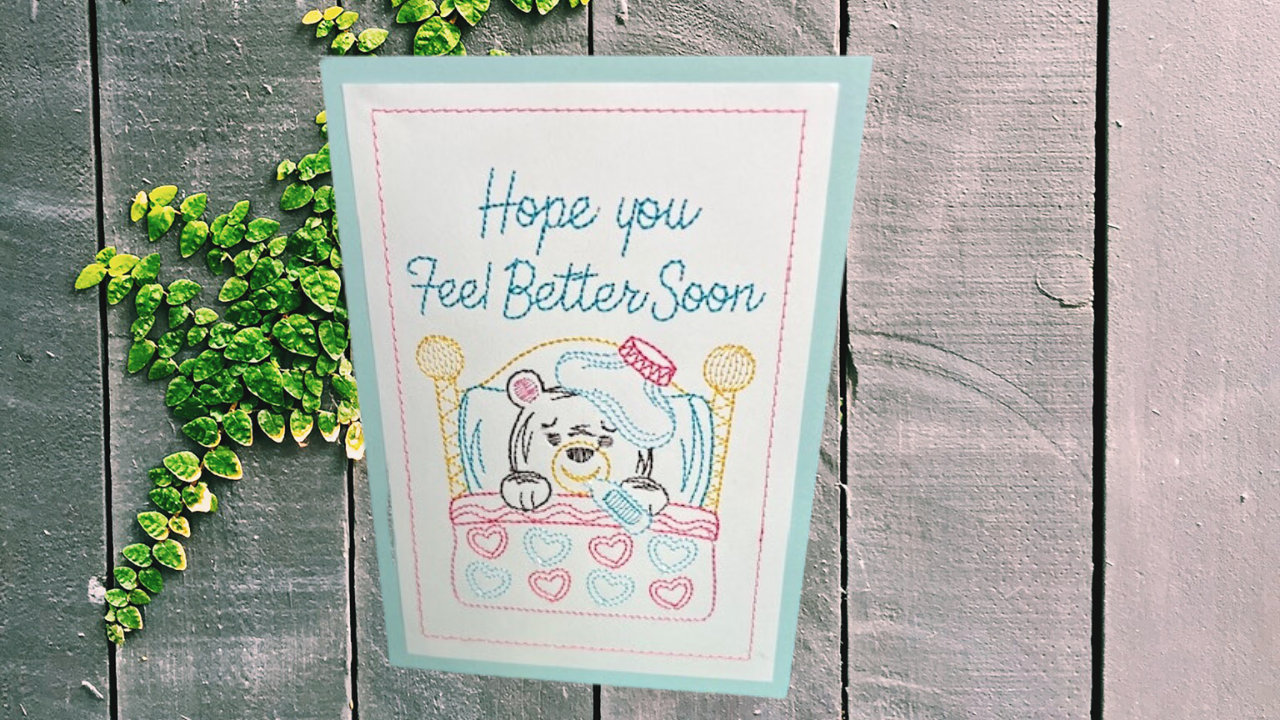 Greeting Card - Feel Better Bear, Light Blue