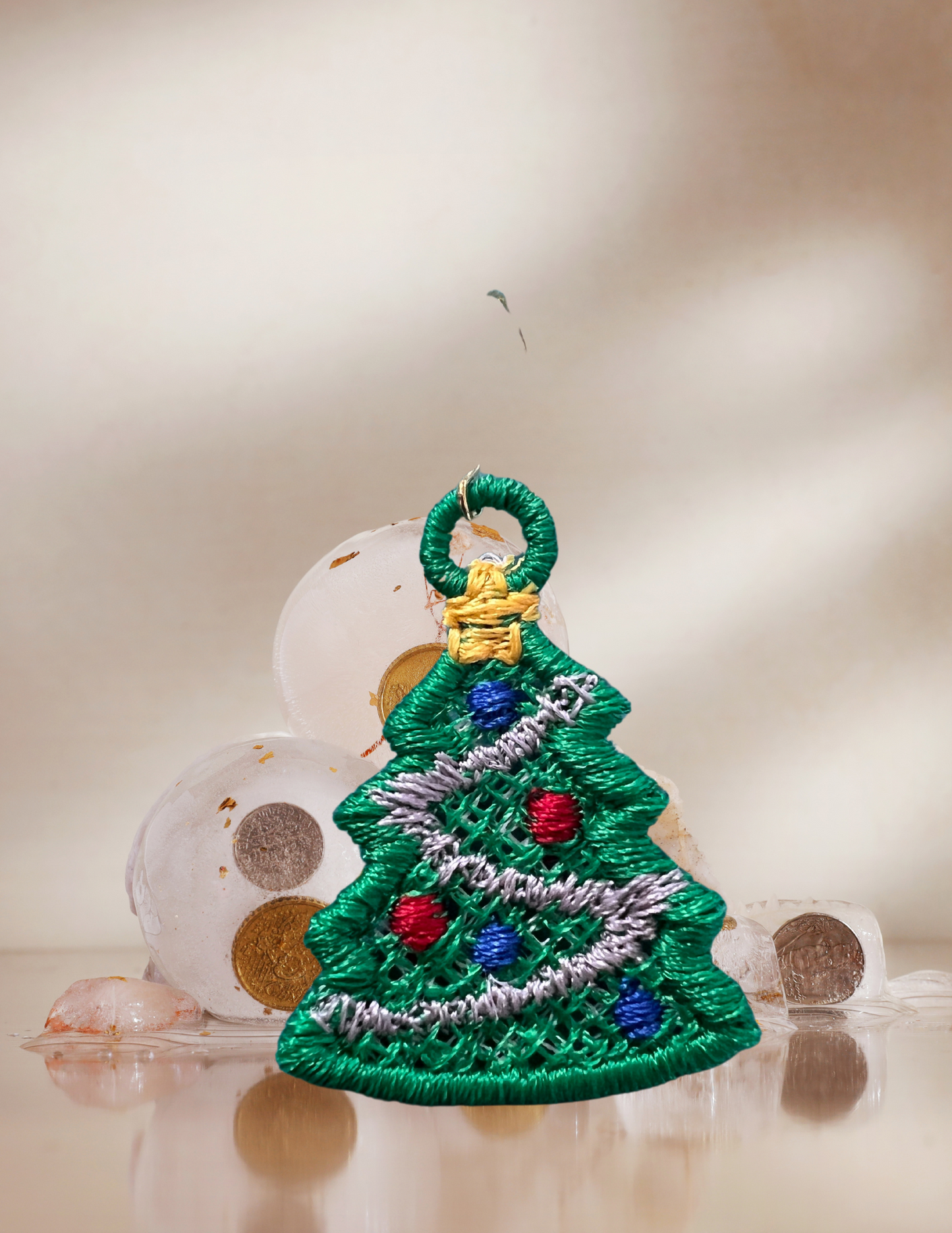 Earrings - Embroidered Christmas Tree