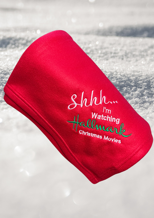 Fleece Blanket, Watching Christmas Movies, red