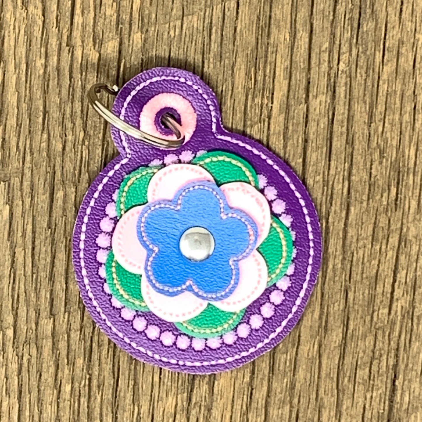 Key Fob - 3D Floral Key Fob, Purple