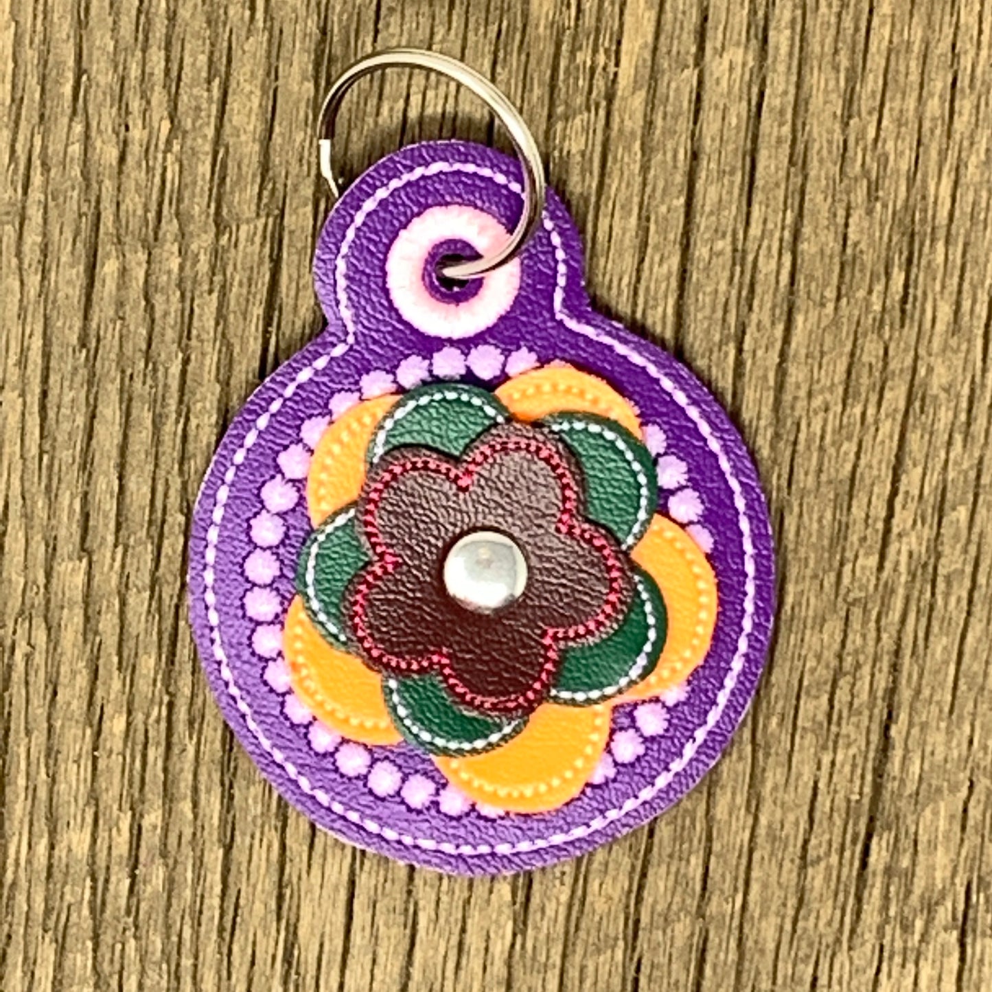 Key Fob - 3D Floral Key Fob, Purple