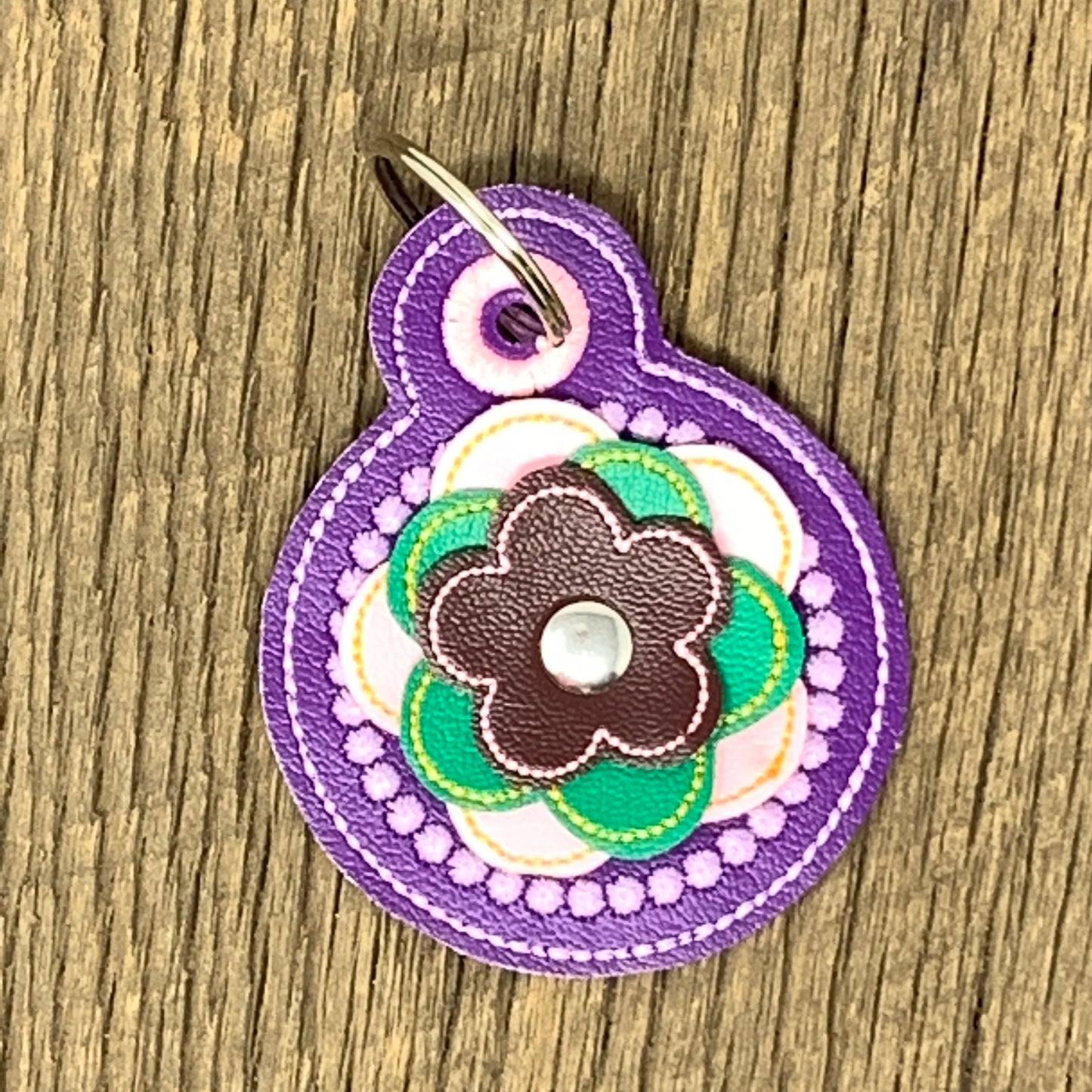 Key Fob - 3D Floral Key Fob, Purple