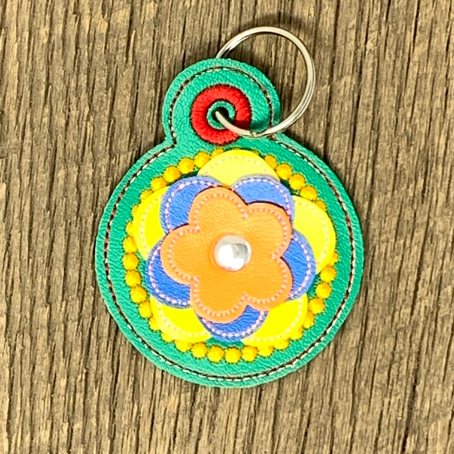 Key Fob - 3D Floral Key Fob, Green
